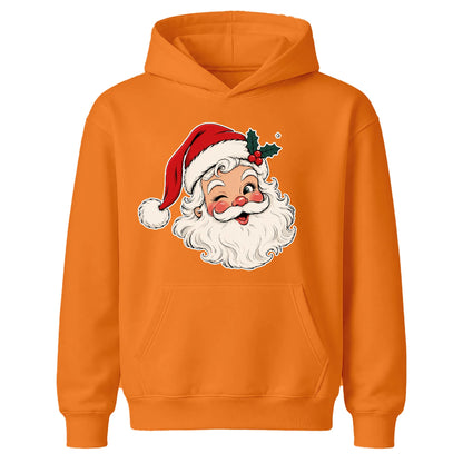 Vintage Winking Santa Claus Face Christmas Kids Hoodie