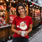 Vintage Winking Santa Graphic Christmas Ladies T-Shirt