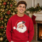 Vintage Winking Santa Graphic Christmas Unisex Sweatshirt
