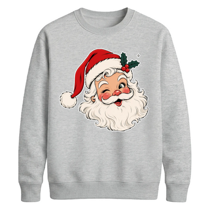 Vintage Winking Santa Graphic Christmas Unisex Sweatshirt
