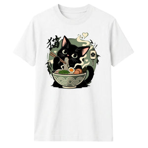 Cute Black Cat Ramen Anime Unisex T Shirt
