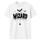 Spooky wizard cobweb bats graphic Halloween Unisex t-shirt