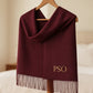Personalised Embroidered Name Initial Scarf – Custom Woven Oversized Scarf, Perfect Christmas Gift