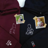 Custom Dad Photo Hoodie, Outline Embroidered Sketch From Picture Jumper, Personalised Family Matching Portrait Hoody, Dad Father's Day Gift