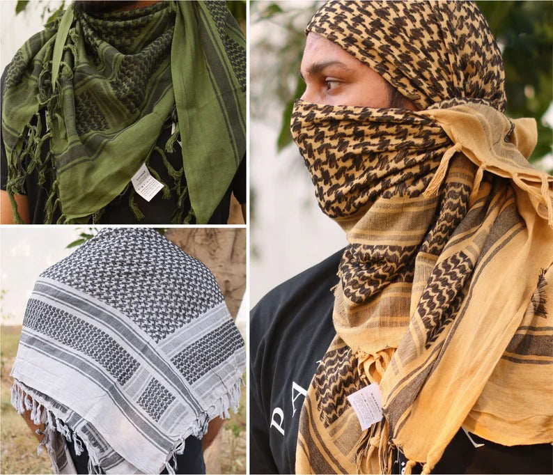 Arab Keffiyeh Palestine Scarf, Traditional Palestinian Shemagh Scarf, Unique Arabic Scarves for Men & Women, Vintage Lightweight Head Scarf