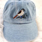 Vintage Cap, CHICKADEE Embroidered Baseball Hat, Wildlife Animal Sun Hats, Embroidery Design Bird On Cap, Cotton Summer Fashion Trucker Hats