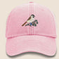 Vintage Cap, CHICKADEE Embroidered Baseball Hat, Wildlife Animal Sun Hats, Embroidery Design Bird On Cap, Cotton Summer Fashion Trucker Hats