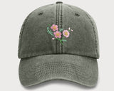 Womens Floral Baseball Cap, Embroidered FLOWER Comfort Colors Sun Hat, Snapback Easy Fit Vintage Cap, Girlfriend Wife Grandma Birthday Gift