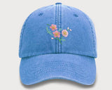 Womens Floral Baseball Cap, Embroidered FLOWER Comfort Colors Sun Hat, Snapback Easy Fit Vintage Cap, Girlfriend Wife Grandma Birthday Gift