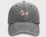 Womens Floral Baseball Cap, Embroidered FLOWER Comfort Colors Sun Hat, Snapback Easy Fit Vintage Cap, Girlfriend Wife Grandma Birthday Gift