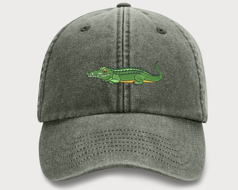 Wildlife Baseball Cap, Embroidered Alligator Vintage Hat, Comfort Colors Snapback Sun Hat, Comfy Cotton Unisex Caps, Alligator Cool Dad Hat