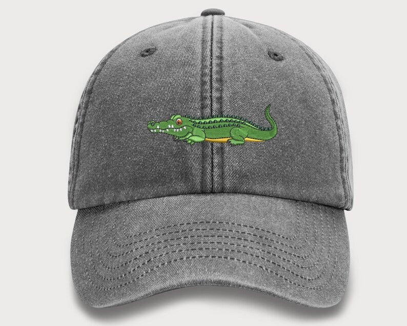 Wildlife Baseball Cap, Embroidered Alligator Vintage Hat, Comfort Colors Snapback Sun Hat, Comfy Cotton Unisex Caps, Alligator Cool Dad Hat