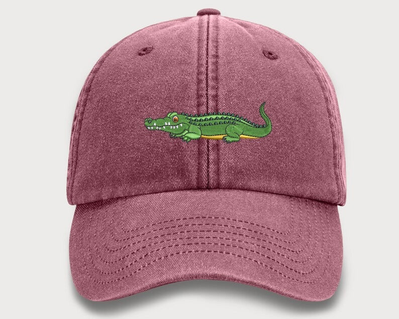 Wildlife Baseball Cap, Embroidered Alligator Vintage Hat, Comfort Colors Snapback Sun Hat, Comfy Cotton Unisex Caps, Alligator Cool Dad Hat