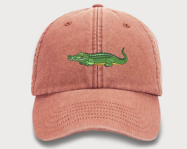 Wildlife Baseball Cap, Embroidered Alligator Vintage Hat, Comfort Colors Snapback Sun Hat, Comfy Cotton Unisex Caps, Alligator Cool Dad Hat