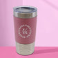 Personalised Lazer Engraving Leather Tumbler, Custom Monogrammed initials Stainless Steel Mug, Coffee Mug , Insulated Tumbler, Gift for Her