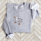 Duck Custom Jumper, Embroidered Baby Goose Crewneck Sweatshirt, Personalised Name Cute Duckling Design Stitch Adult Sweater,
