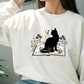 Cat Sweatshirt, Cat On Book Printed Sweater, Wild Flowers Bookish Sweatshirt, Cat Book Lover Pullover Jumper, Comfort Color Shirt, Xmas Gift