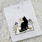 Cat Sweatshirt, Cat On Book Printed Sweater, Wild Flowers Bookish Sweatshirt, Cat Book Lover Pullover Jumper, Comfort Color Shirt, Xmas Gift