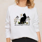 Cat Sweatshirt, Cat On Book Printed Sweater, Wild Flowers Bookish Sweatshirt, Cat Book Lover Pullover Jumper, Comfort Color Shirt, Xmas Gift