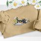 Floral Book Aesthetic Embroidery Cat Sweatshirt, Daisy Flower Crewneck Jumper, Reading Cat Sweatshirt, Cute Bookish Sweater, Cat Lover Gift