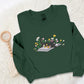 Floral Book Aesthetic Embroidery Cat Sweatshirt, Daisy Flower Crewneck Jumper, Reading Cat Sweatshirt, Cute Bookish Sweater, Cat Lover Gift