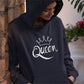 Queen Women's Pullover Hoodie, Valentine Matching Girlfriend Wife Sister Gift , Comfort Color Printed Hooded Sweatshirt, Comfy XS-4XL Size