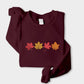 Embroidered Fall Autumn Leaves Sweater, Embroider Maple Leaf Sweatshirt, Halloween Season Falling Dry Leaves Jumper, Autumn Fall Lover Gift
