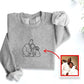 Family Portrait from Photo Embroidered Sweater, Personalised Couple Photo Portrait Sweatshirt, Line Art Outline Embroidery Anniversary Gift