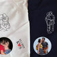 Custom Couple Portrait Embroidered Sweatshirt, Outline Sketch from Photo Matching Hoody, Anniversary Memorial Sketch Photo Shirt, GF BF Gift