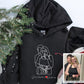 Custom Line Art Photo Hoodie, Personalised Name With Heart Sketch Sweatshirt, Matching Couple Photo Sketch Jumper, Valentines Gift For Him