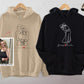 Custom Line Art Photo Hoodie, Personalised Name With Heart Sketch Sweatshirt, Matching Couple Photo Sketch Jumper, Valentines Gift For Him