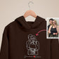 Custom Line Art Photo Hoodie, Personalised Name With Heart Sketch Sweatshirt, Matching Couple Photo Sketch Jumper, Valentines Gift For Him