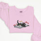 Embroidered Cat Sweatshirt, Cute Kitten On Books Embroider Jumper, Wild Mushrooms Design Embroidered Sweater, Books Reading Cat Lover Outfit