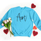 Aunt Sweatshirt, Personalised Names On Sleeve Crewneck Sweater, Beautiful Printed Heart Aunt Jumpers, Matching Outfit, Aunti Birthday Gifts