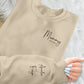 Personalised Hoodies for Mom Dad, Custom Mama Sweatshirt, Kids Name Printed On Sleeve Heart Hooded Jumper, Unisex Comfy XS-4XL Sizes Outfits