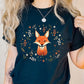 Red Fox Cottagecore Tshirt, Aesthetic Flower Printed Shirt, Vintage Fox Design Women Tshirt, Nature Wildlife Forestcore Animal Lover Tee Top