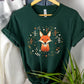 Red Fox Cottagecore Tshirt, Aesthetic Flower Printed Shirt, Vintage Fox Design Women Tshirt, Nature Wildlife Forestcore Animal Lover Tee Top