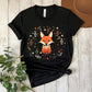 Red Fox Cottagecore Tshirt, Aesthetic Flower Printed Shirt, Vintage Fox Design Women Tshirt, Nature Wildlife Forestcore Animal Lover Tee Top