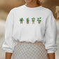 Embroidered Plant Sweatshirt, Green Plant Pots Aesthetic Nature Crewneck Jumper, Botanical Cottagecore Sweater Gardening Plants Lover Outfit