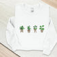 Embroidered Plant Sweatshirt, Green Plant Pots Aesthetic Nature Crewneck Jumper, Botanical Cottagecore Sweater Gardening Plants Lover Outfit