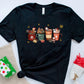 Christmas T Shirts, Christmas Coffee Gift Shirts, Cute Gingerbread XMAS Clothing, Festive XMAS Cool Cotton T Shirts, Merry Christmas Eve Top