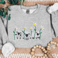 Embroidered Sheep Sweatshirt, Embroider Daisy Flower Minimalist Jumper, Farming Cute Sheep Cottagecore Crewneck Sweater, Animal Lover Gifts