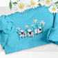 Embroidered Sheep Sweatshirt, Embroider Daisy Flower Minimalist Jumper, Farming Cute Sheep Cottagecore Crewneck Sweater, Animal Lover Gifts