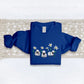 Embroidered Sheep Sweatshirt, Embroider Daisy Flower Minimalist Jumper, Farming Cute Sheep Cottagecore Crewneck Sweater, Animal Lover Gifts