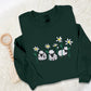 Embroidered Sheep Sweatshirt, Embroider Daisy Flower Minimalist Jumper, Farming Cute Sheep Cottagecore Crewneck Sweater, Animal Lover Gifts