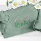 Embroidered Floral Butterfly Sweatshirt, Daisy Flowers Minimalist Crewneck Jumper, Daisies and Butterfly Unisex Sweaters, Flower Lover Gifts
