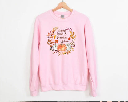 Fall Sweater, Autumn Leaves & Pumpkin Sweatshirt, Halloween Season Autumn Crewneck Jumper, Thanksgiving Matching Outfit, Comfort Color Shirt