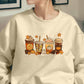Vintage Fall Sweater, Halloween Pumpkin Sweatshirt, Retro Autumn Coffee Crewneck Jumper, Halloween Season Outfit Collections