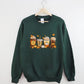 Vintage Fall Sweater, Halloween Pumpkin Sweatshirt, Retro Autumn Coffee Crewneck Jumper, Halloween Season Outfit Collections