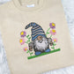 Gnome Sweatshirt, Embroidered Garden Gnome Design Crewneck Sweater, Beautiful Floral Jumper, Comfy Pullover Sweater, Cottagecore Clothing